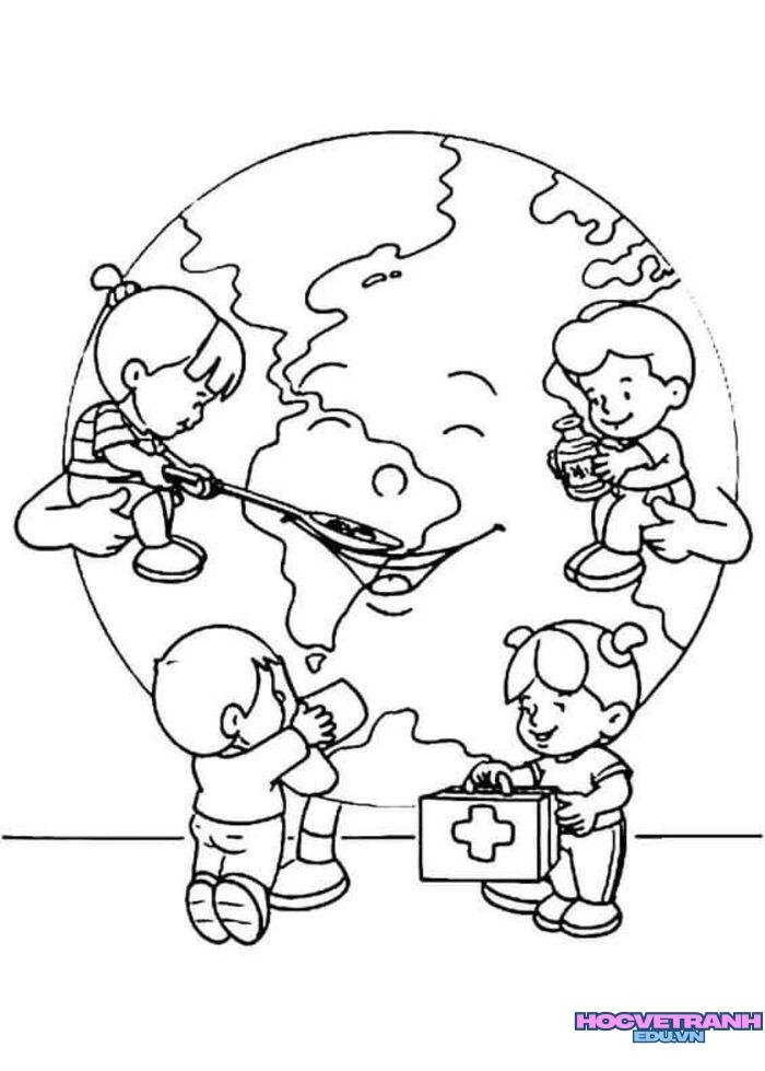 tranh tô màu bảo vệ trái đất 3k full