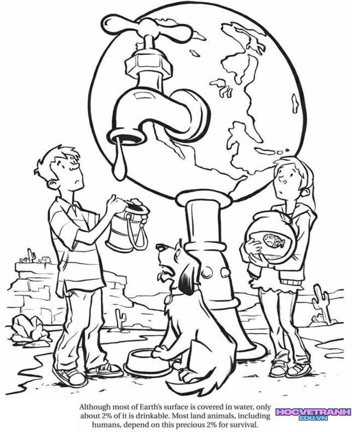 tranh tô màu bảo vệ trái đất 4s full