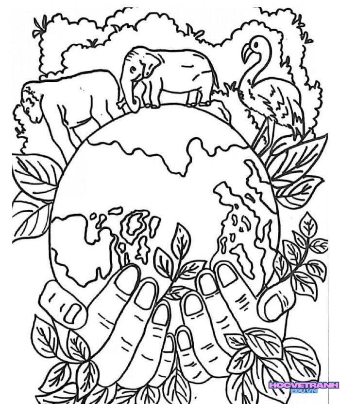 tranh tô màu bảo vệ trái đất 4s