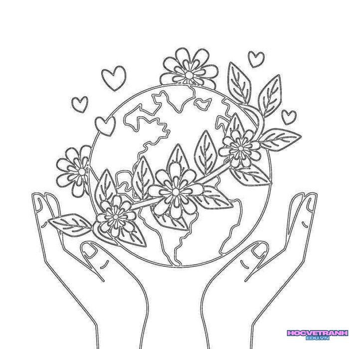 tranh tô màu bảo vệ trái đất 5s