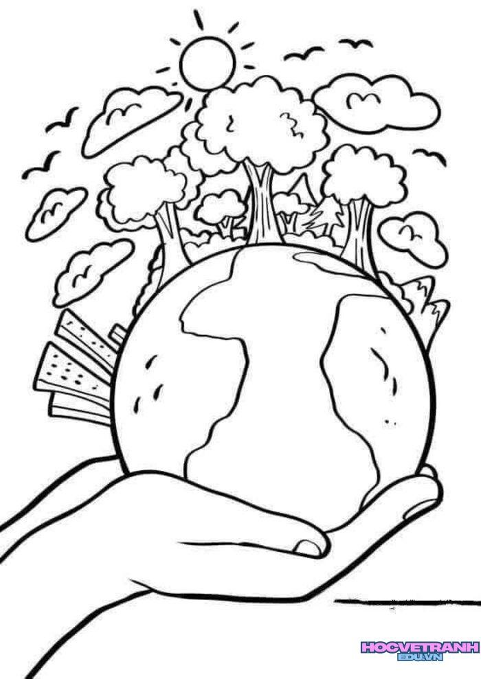 tranh tô màu bảo vệ trái đất đẹp 3k
