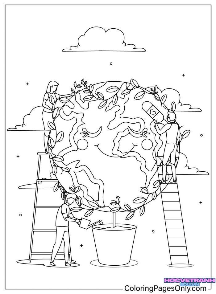 tranh tô màu bảo vệ trái đất đẹp