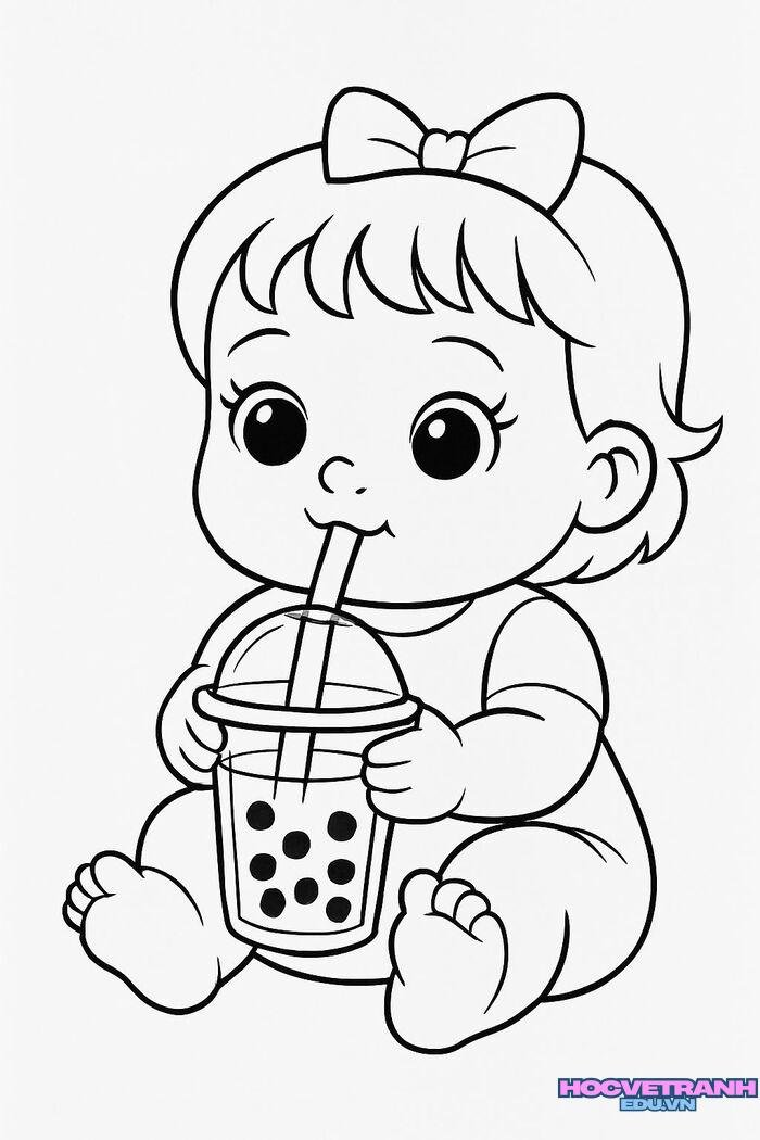 tranh tô màu bé gái 3k full