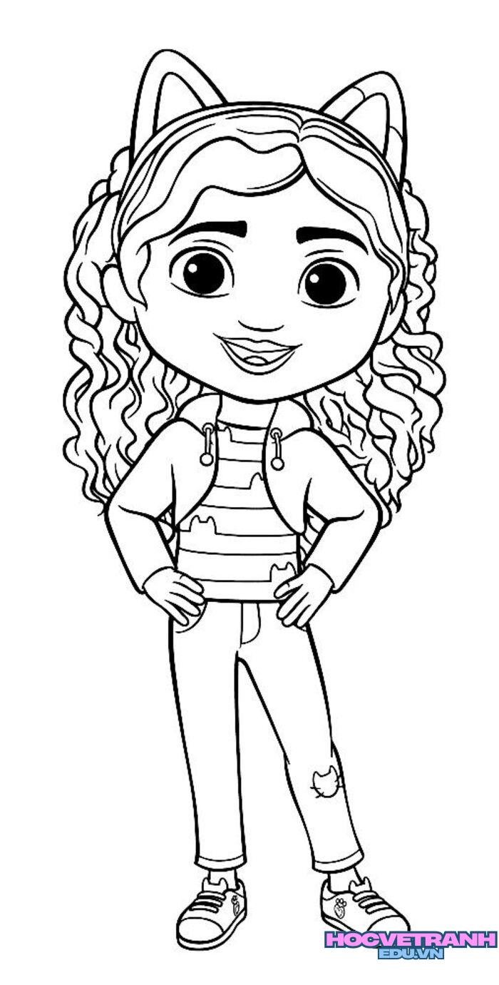 tranh tô màu bé gái 4d
