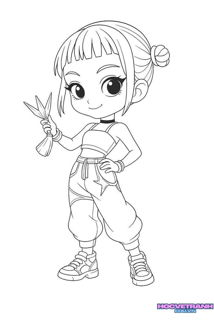 tranh tô màu bé gái 4k full