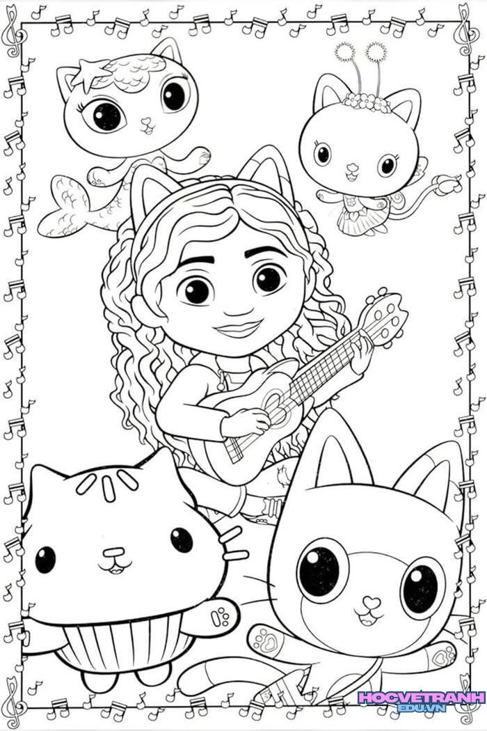 tranh tô màu bé gái 4s full