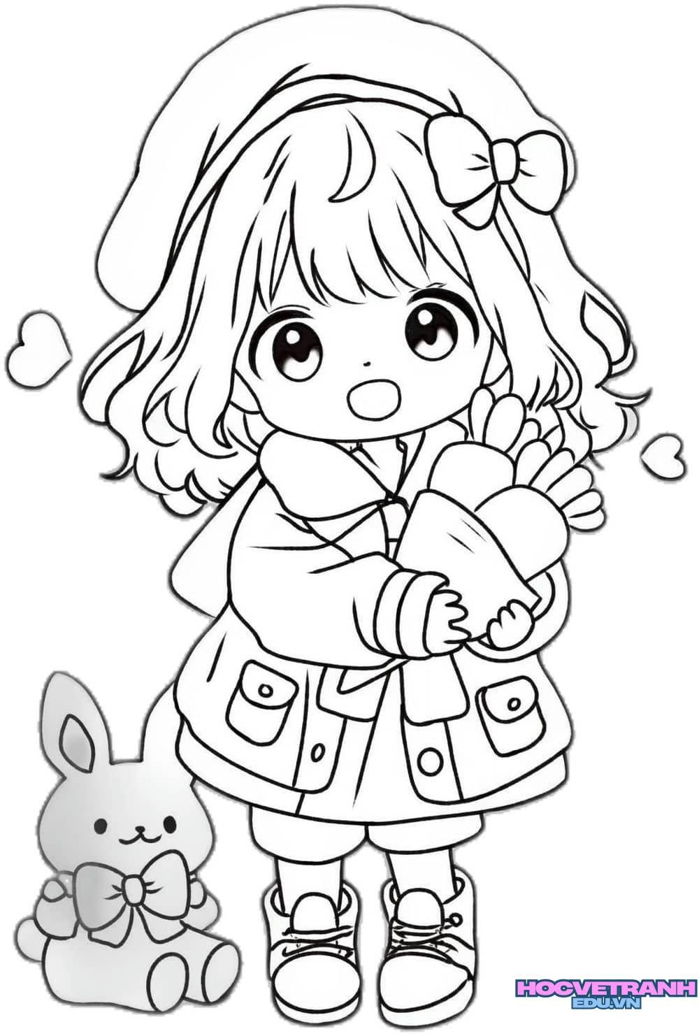 tranh tô màu bé gái cho bé