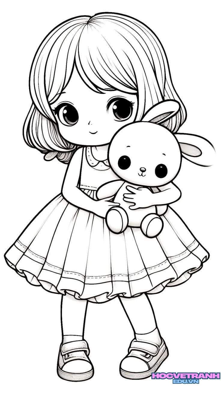 tranh tô màu bé gái đẹp