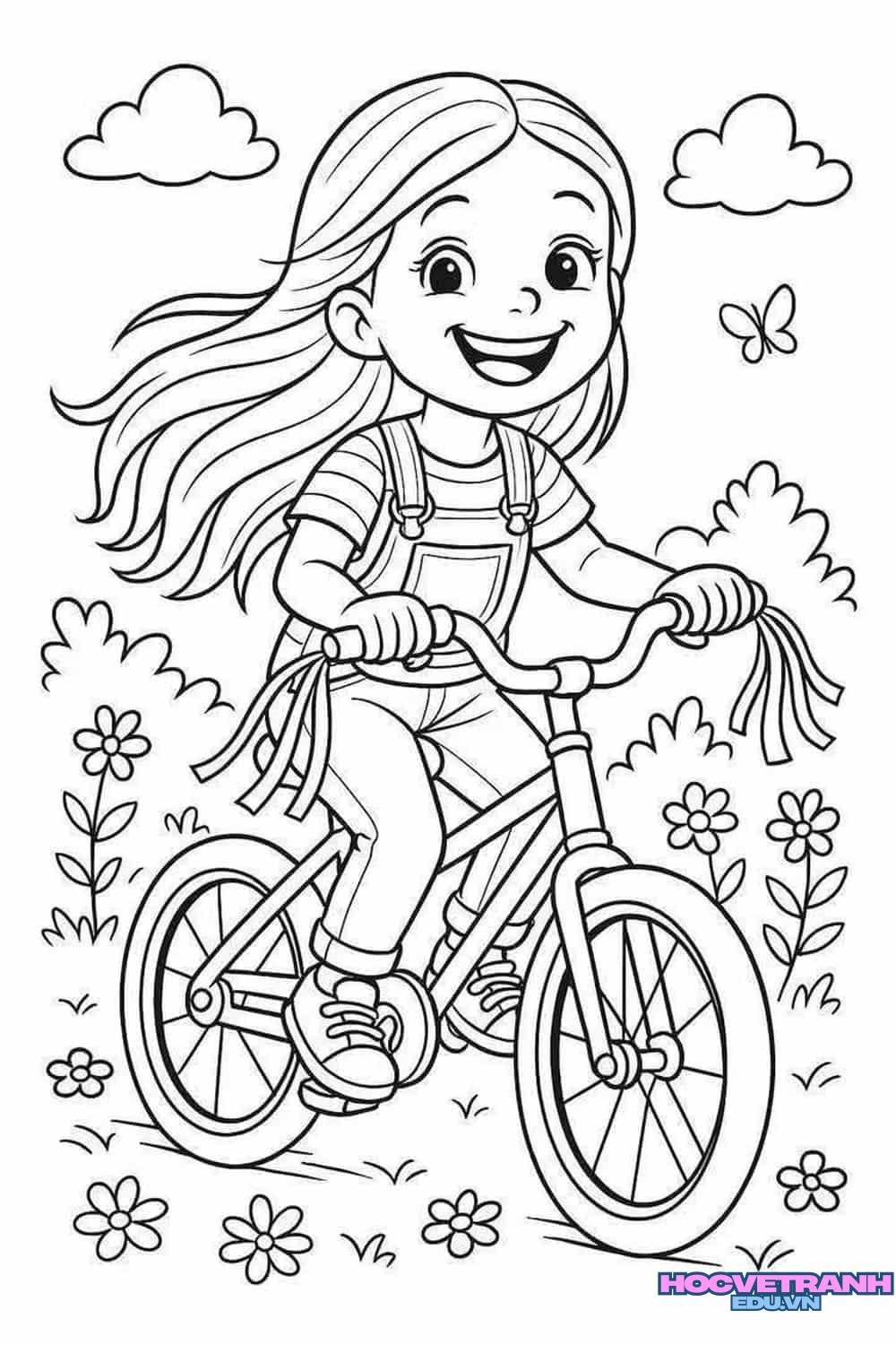 tranh tô màu bé gái đơn giản