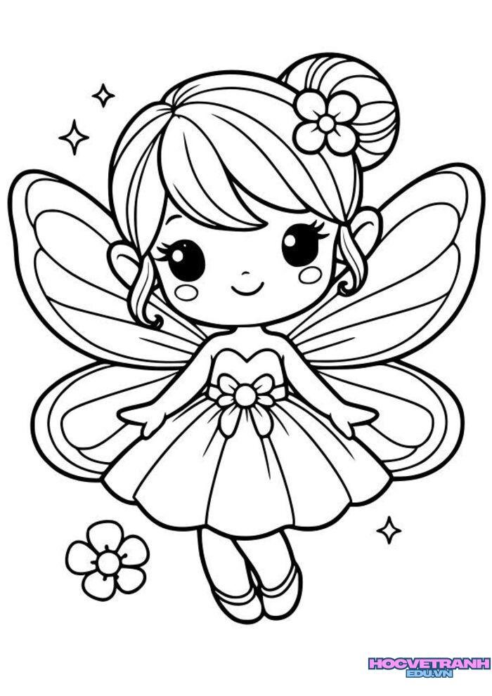 tranh tô màu bé gái hd full