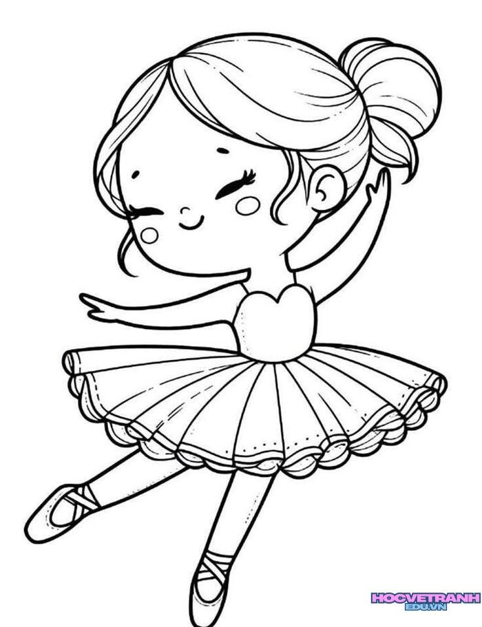 tranh tô màu bé gái xinh 3k full