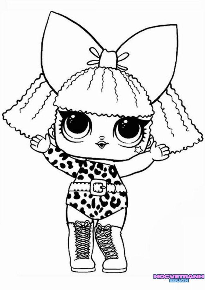 tranh tô màu bé gái xinh 3k