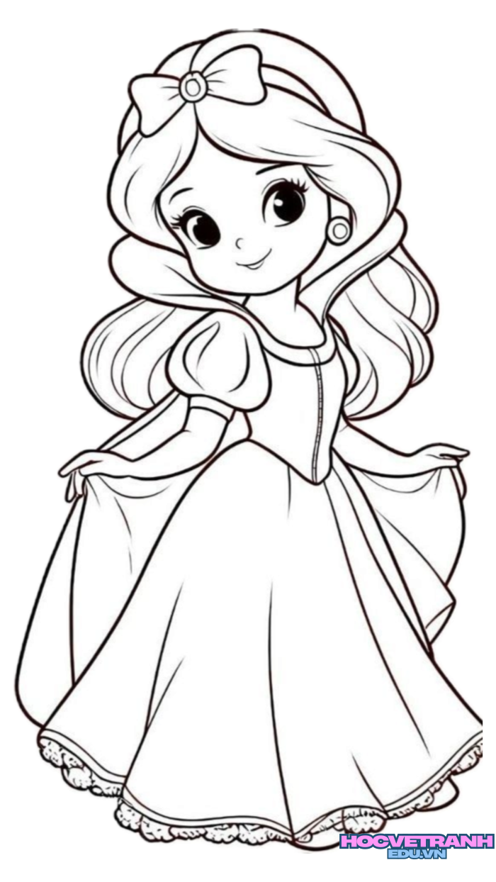 tranh tô màu bé gái xinh 3s full