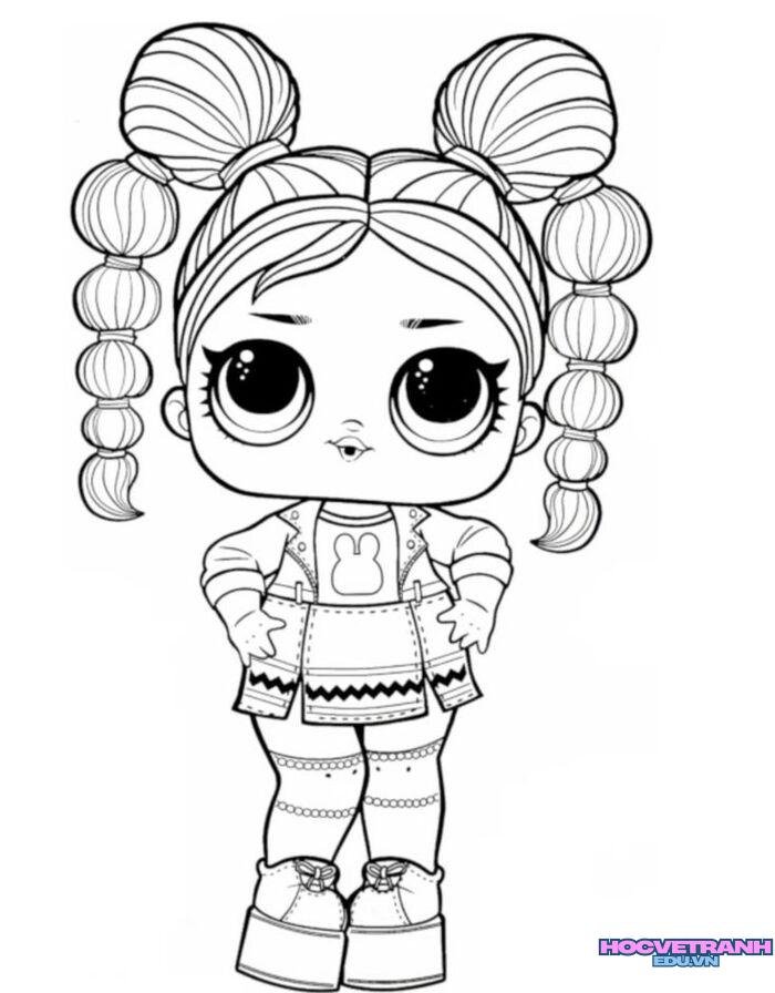 tranh tô màu bé gái xinh 4d