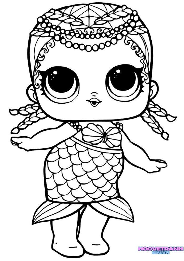 tranh tô màu bé gái xinh 4k