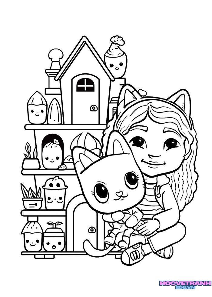 tranh tô màu bé gái xinh 5k