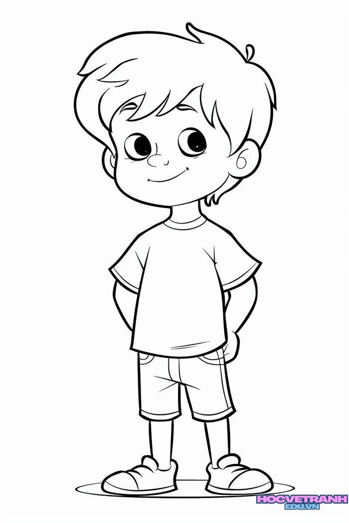 tranh tô màu bé trai 3k