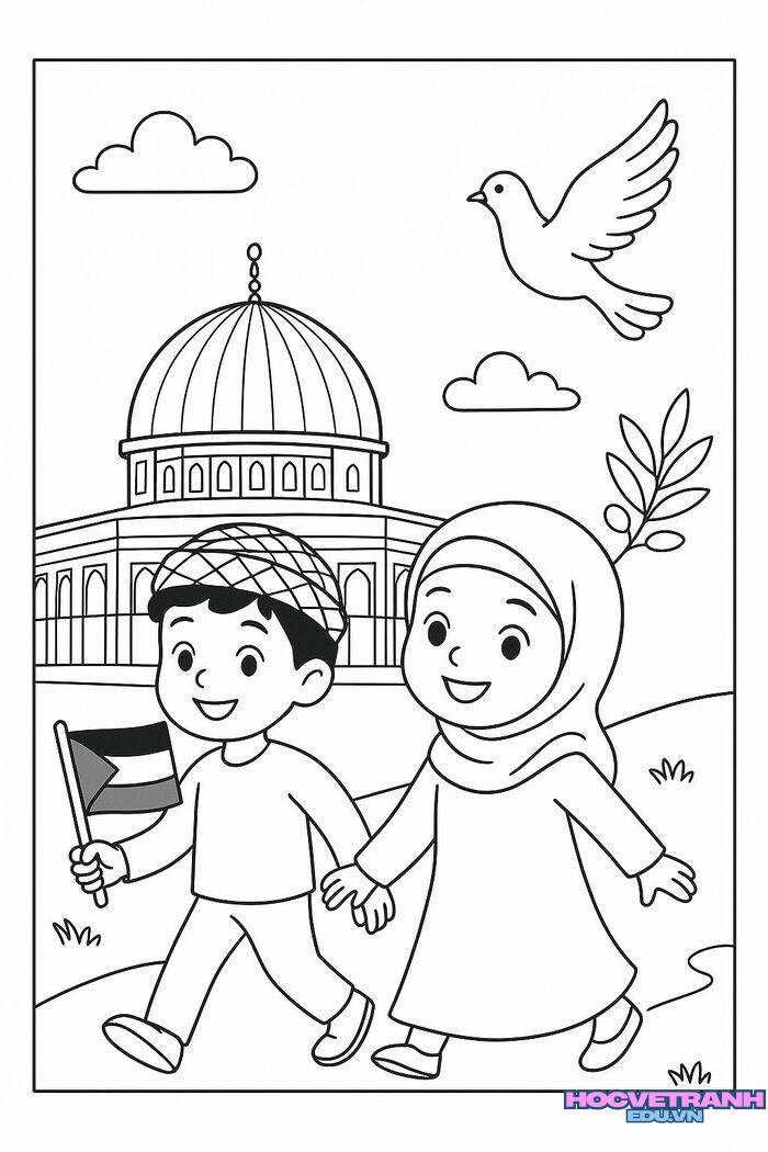 tranh tô màu bé trai bé gái 3s full