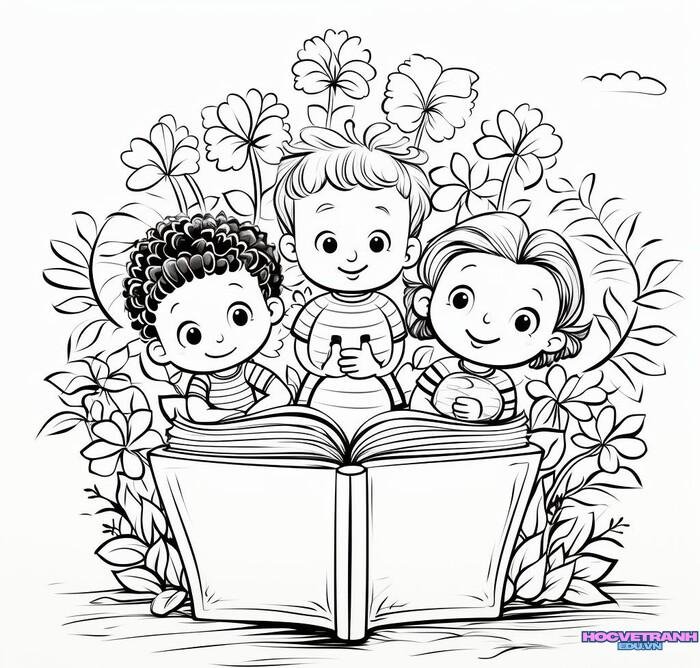 tranh tô màu bé trai bé gái 4s full