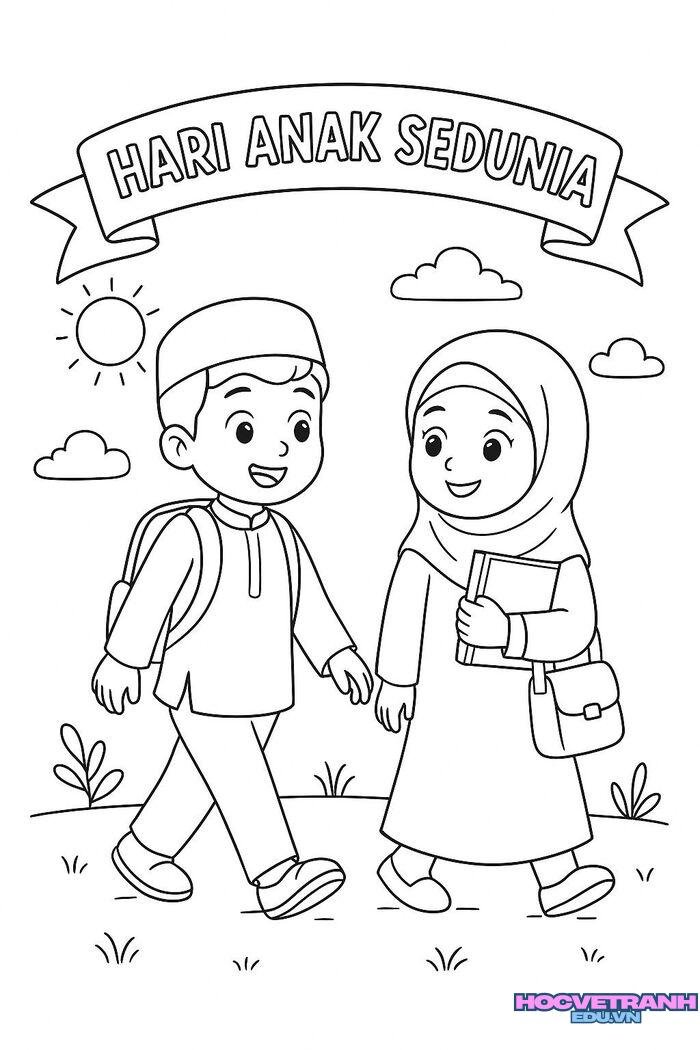 tranh tô màu bé trai bé gái 5k full