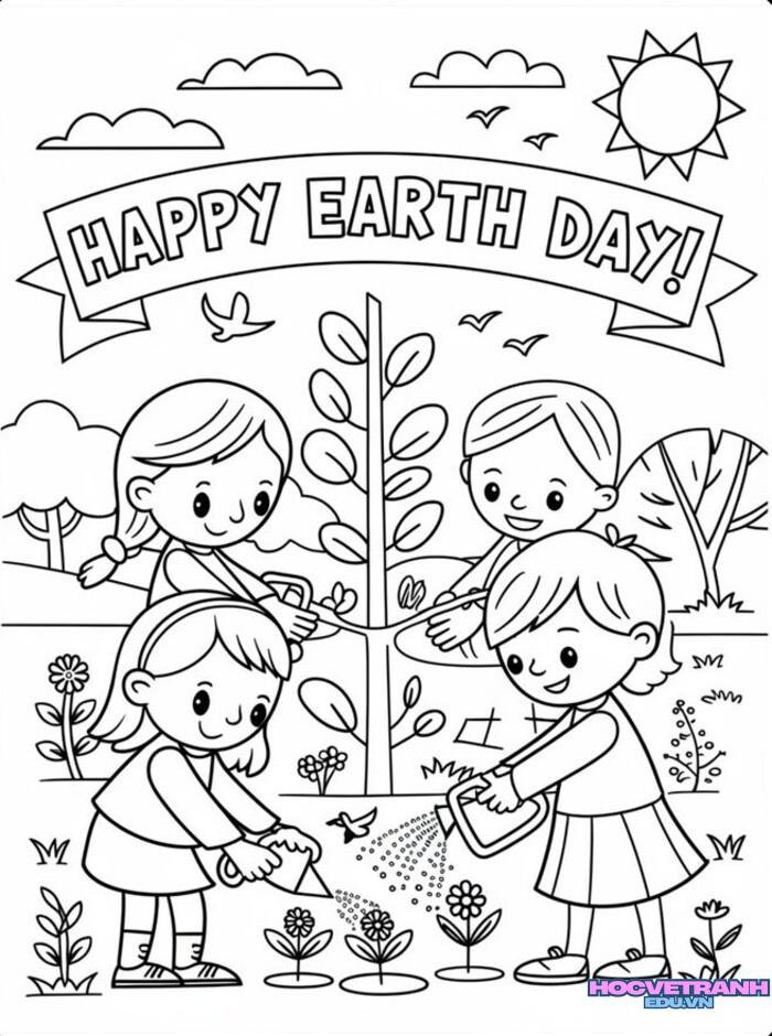 tranh tô màu bé trai bé gái 5s full