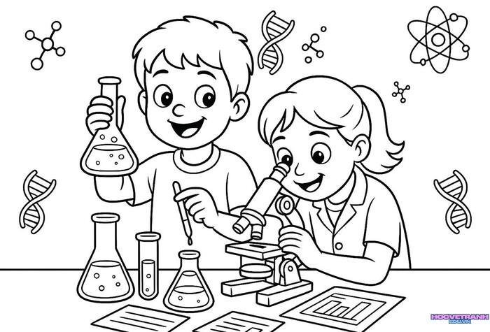 tranh tô màu bé trai bé gái 5s