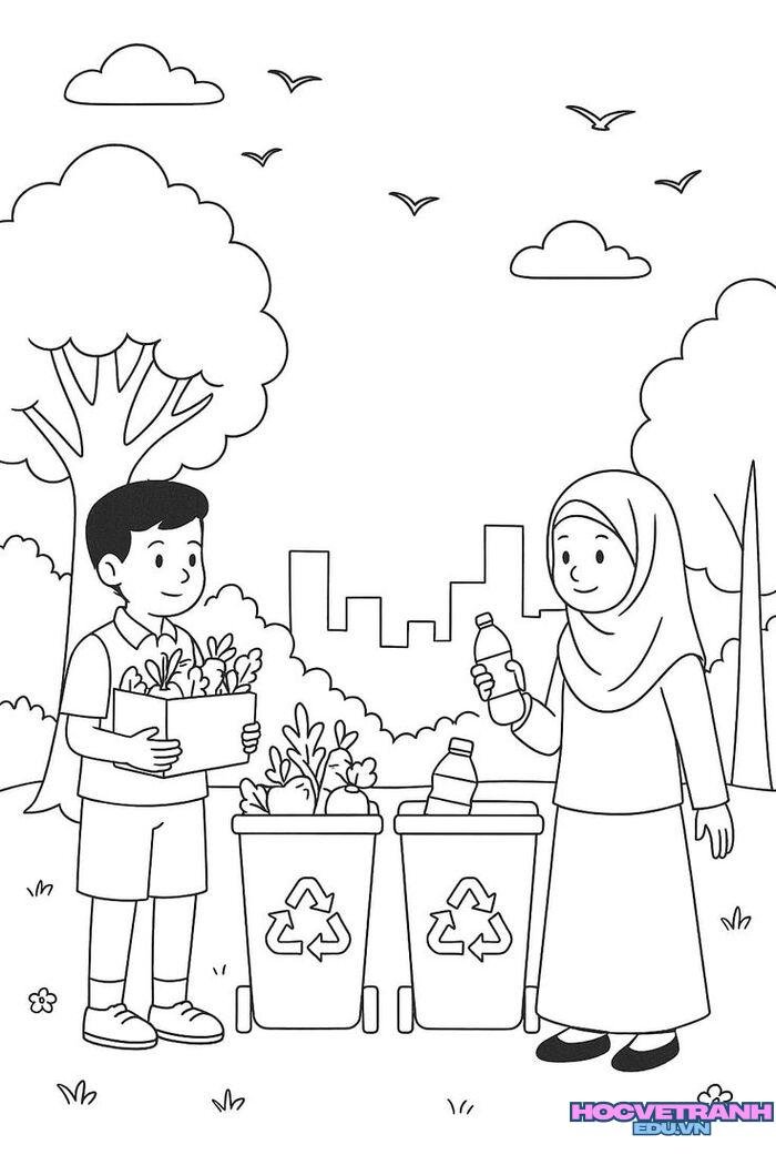 tranh tô màu bé trai bé gái đẹp 3s