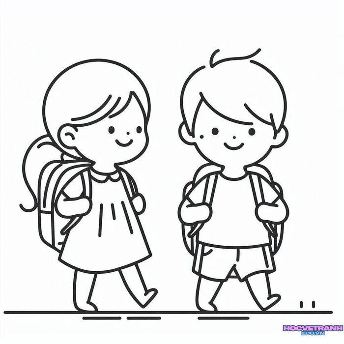 tranh tô màu bé trai bé gái đẹp 4k