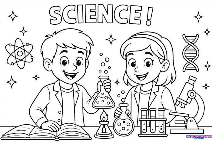 tranh tô màu bé trai bé gái đẹp 5k