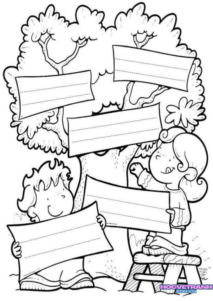 tranh tô màu bé trai bé gái đẹp 5s