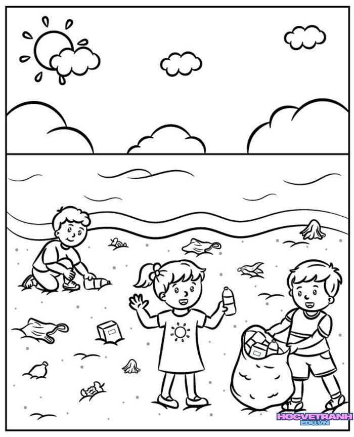 tranh tô màu bé trai bé gái đẹp