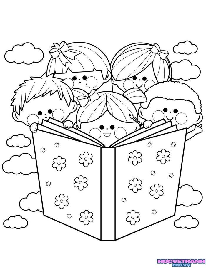 tranh tô màu bé trai bé gái hd full