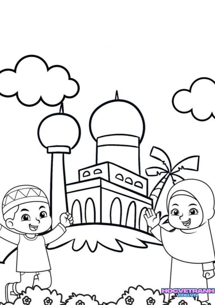 tranh tô màu bé trai bé gái hd