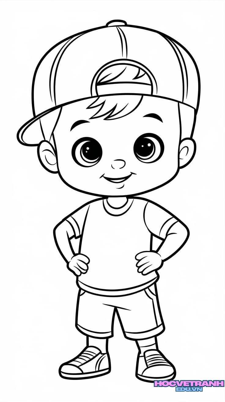 tranh tô màu bé trai dễ vẽ