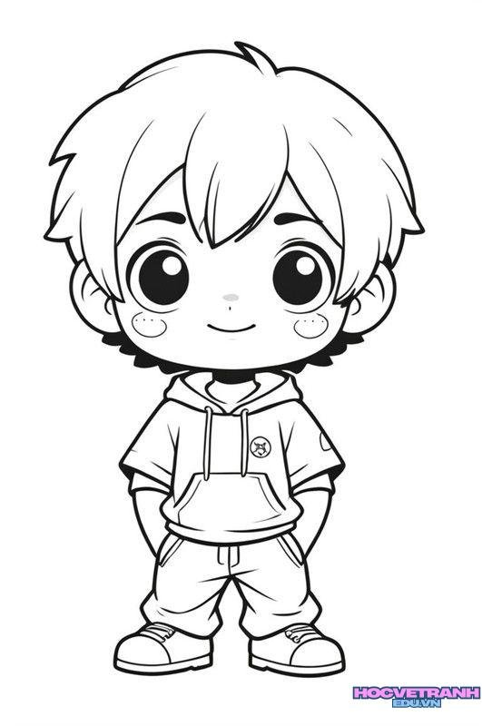 tranh tô màu bé trai đẹp
