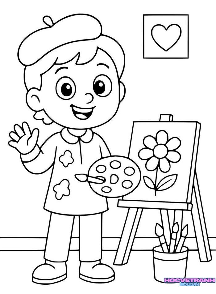 tranh tô màu bé trai đẹp 4k