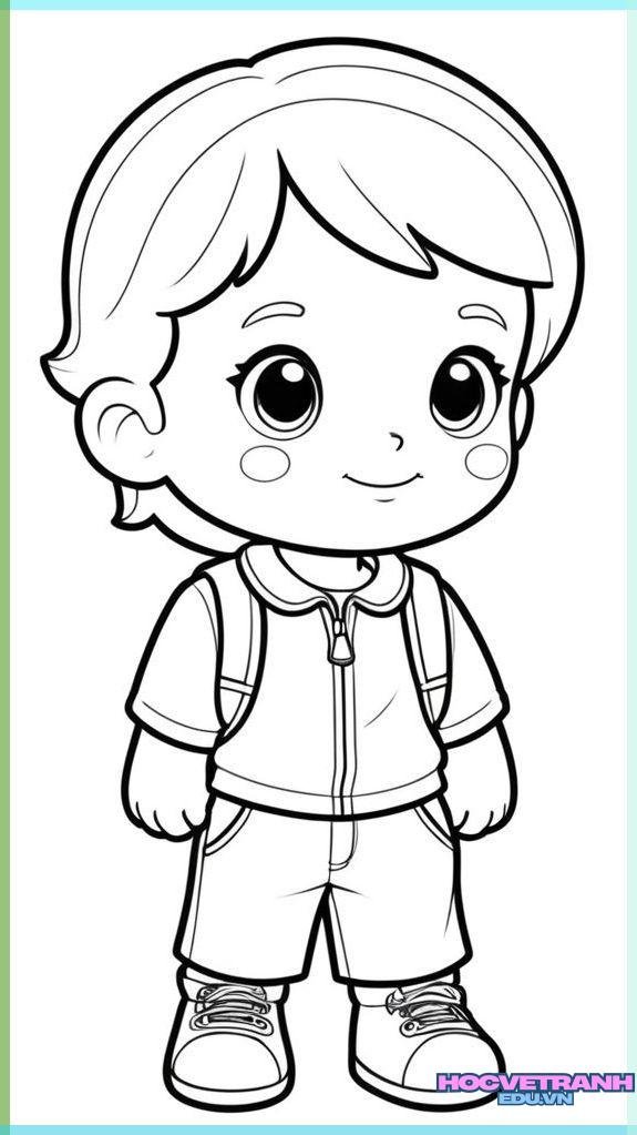tranh tô màu bé trai đơn giản