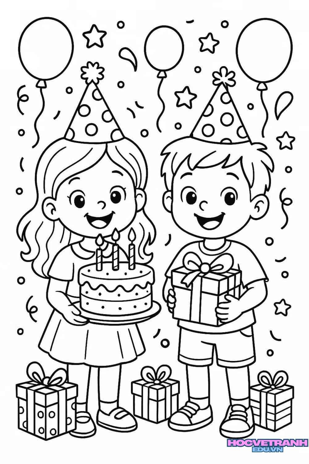 tranh tô màu bé trai gái đẹp