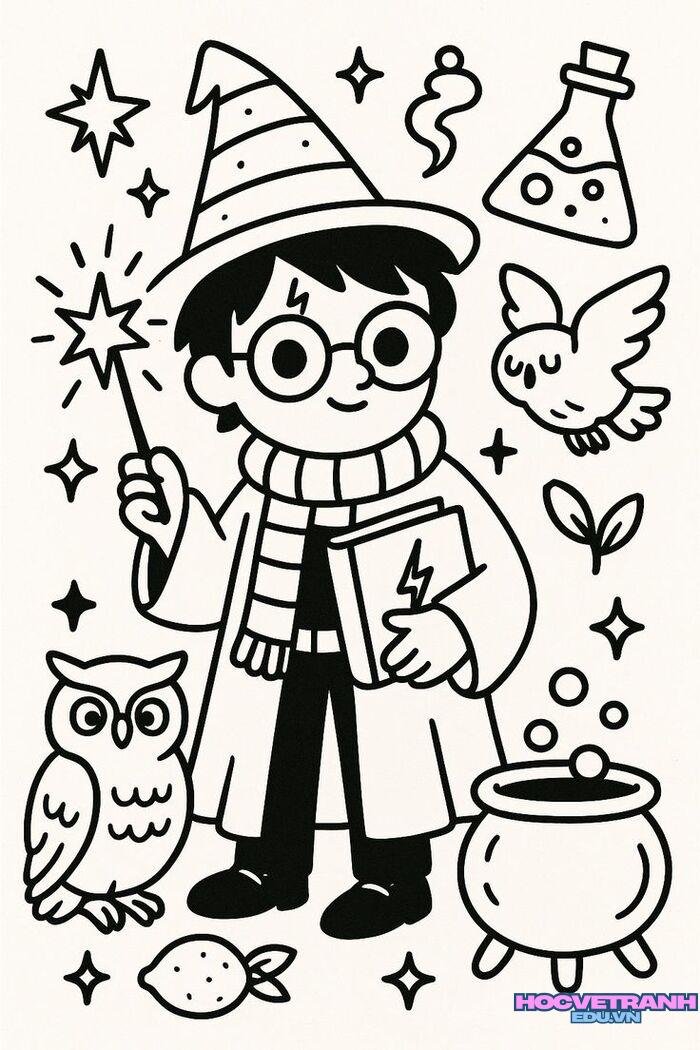 tranh tô màu bé trai hd full