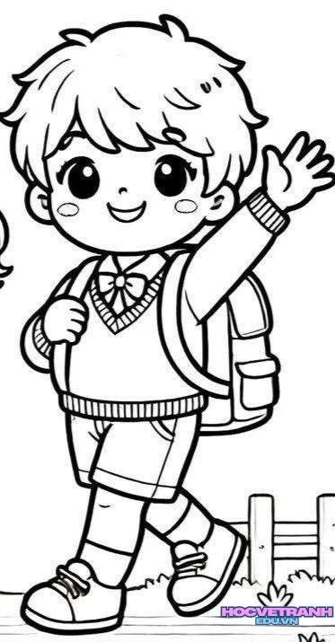 tranh tô màu bé trai hoạt hình