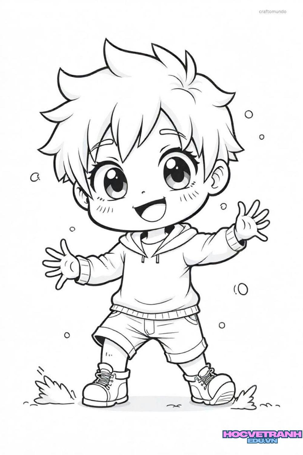 tranh tô màu bé trai năng động