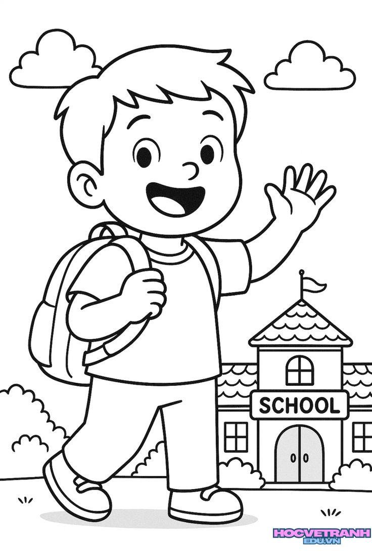 tranh tô màu bé trai ngộ nghĩnh
