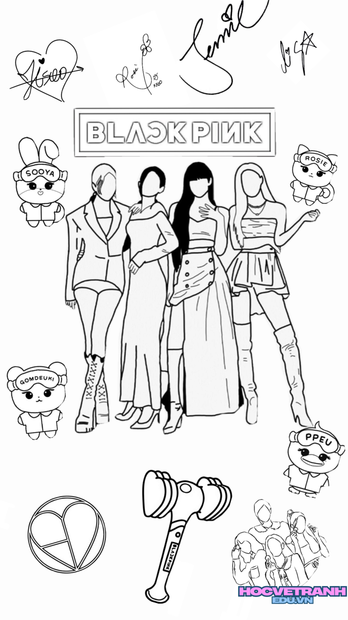 tranh tô màu blackpink chibi 5s