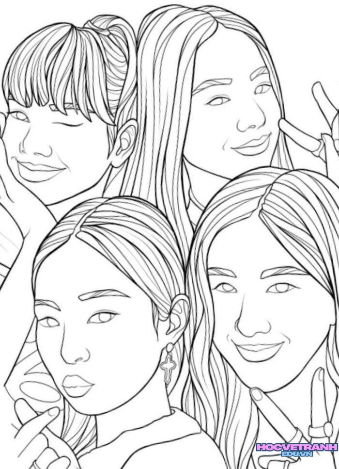tranh tô màu blackpink xinh hd full