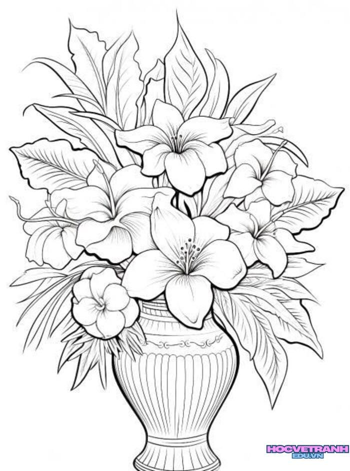 tranh tô màu bông hoa 3d full