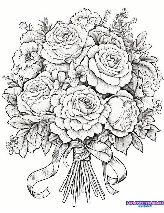 tranh tô màu bông hoa 3d