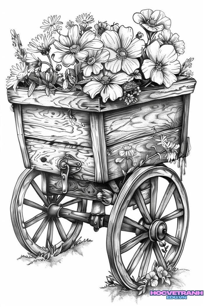 tranh tô màu bông hoa 4d