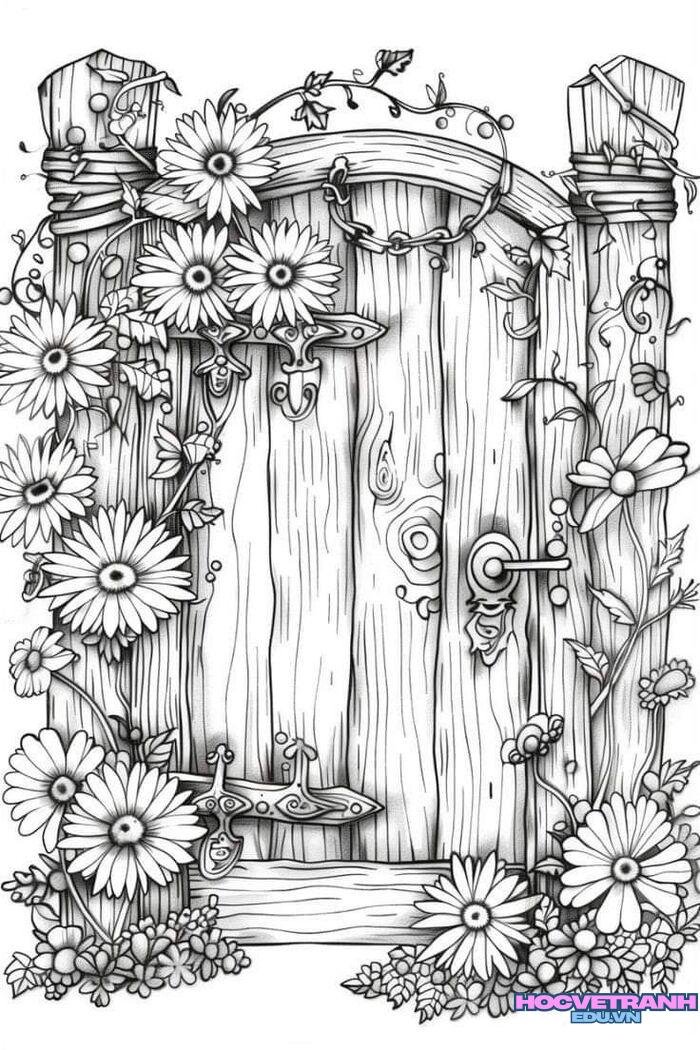tranh tô màu bông hoa 4k