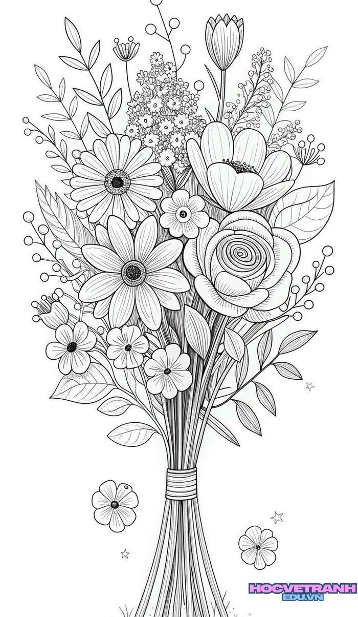 tranh tô màu bông hoa 4s