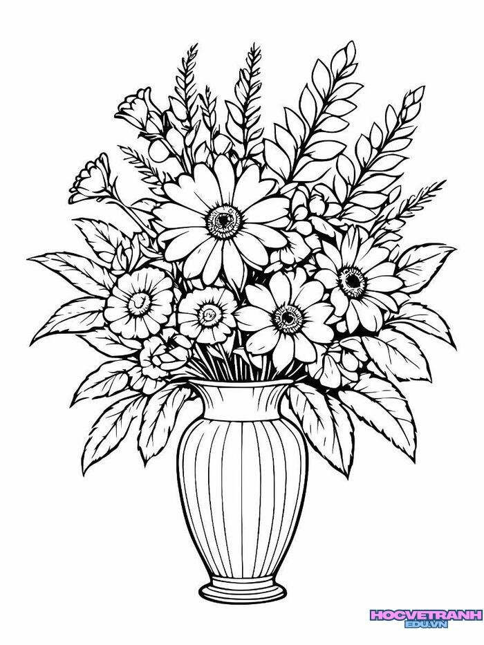 tranh tô màu bông hoa đẹp 4k